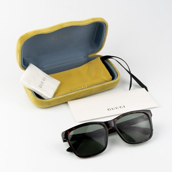 NEW Gucci GG0746S 003 Havana Green Rectangle Unisex Sunglasses